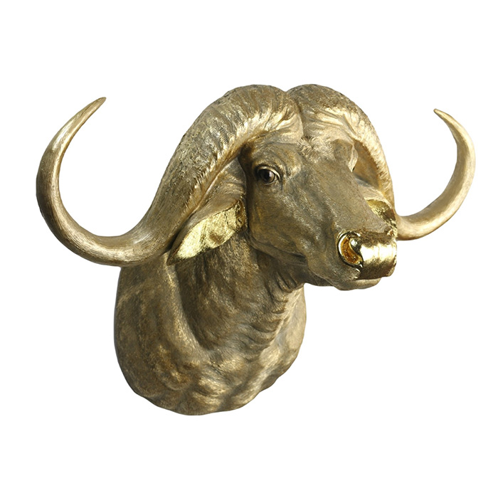 Resin Gold Cape Buffalo Head Wall Art